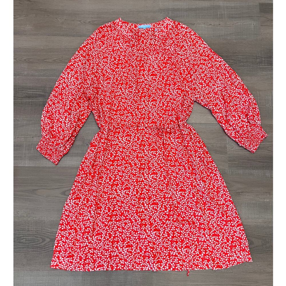 Draper James Long Sleeve Red Floral Belted Dress